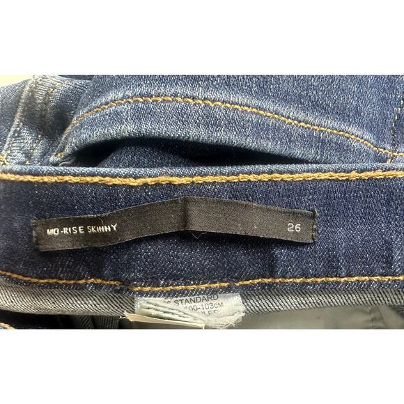 Banana Republic Mid Rise Skinny Jeans Cropped Blue Dark Wash Cuffed Western 26 - Picture 4 of 9